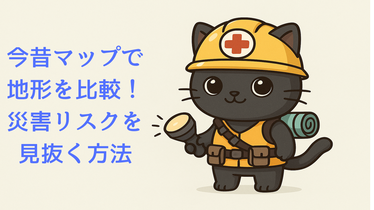 今昔マップを使って地形と災害リスクを可視化する方法を紹介する防災記事のトップ画像