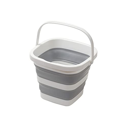 パール金属 折りたたみ バケツ バスケット 角型 正方形 幅26.5×奥行27.5×高さ20.5cm 洗車 アウトドア 釣り 掃除 ホワイト グレー キッチンメイト HC-39