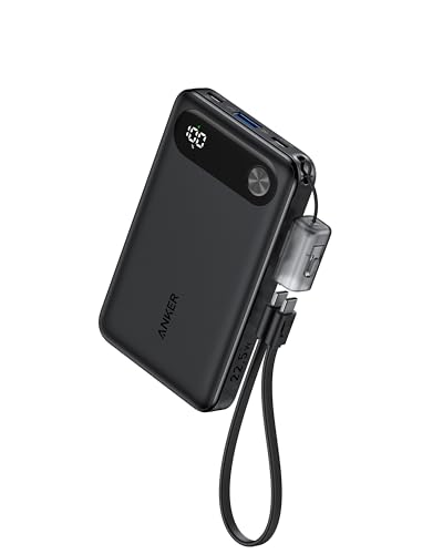 Anker Power Bank (10000mAh, 22.5W) (モバイルバッテリー 10000mAh 最大22.5W出力 USB-C & USB-C ケーブル付属 ディスプレイ搭載) 【USB PD/PowerIQ搭載/PSE技術基準適合】iPhone 16 / 15 Android iPad その他各種機器対応 (ブラック)