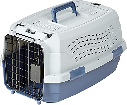 Amazonベーシック ペットキャリー ダブルドア 超小型犬・猫用 5kgまで Sサイズ 幅32 x 奥行48 x 高さ25cm グレーブルー