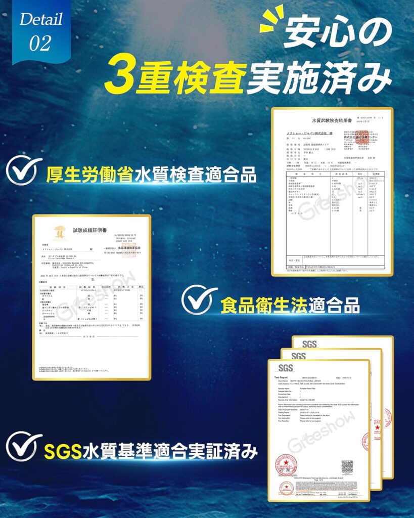 水質検査基準適合の表記