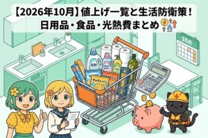 【2026年10月】値上げ一覧と生活防衛策！日用品・食品・光熱費まとめ