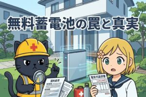 auでんちの無料設置のからくりと15年縛りの落とし穴を解説するオウチックス調査室のアイキャッチ画像