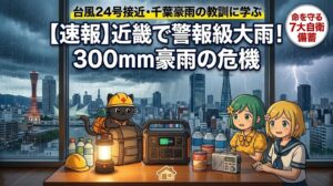 【速報】近畿で警報級大雨！300mm豪雨と台風24号の命を守る備え