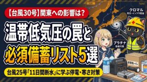 【台風30号関東へ来る？】温帯低気圧の罠と停電断水防ぐ1週間備蓄